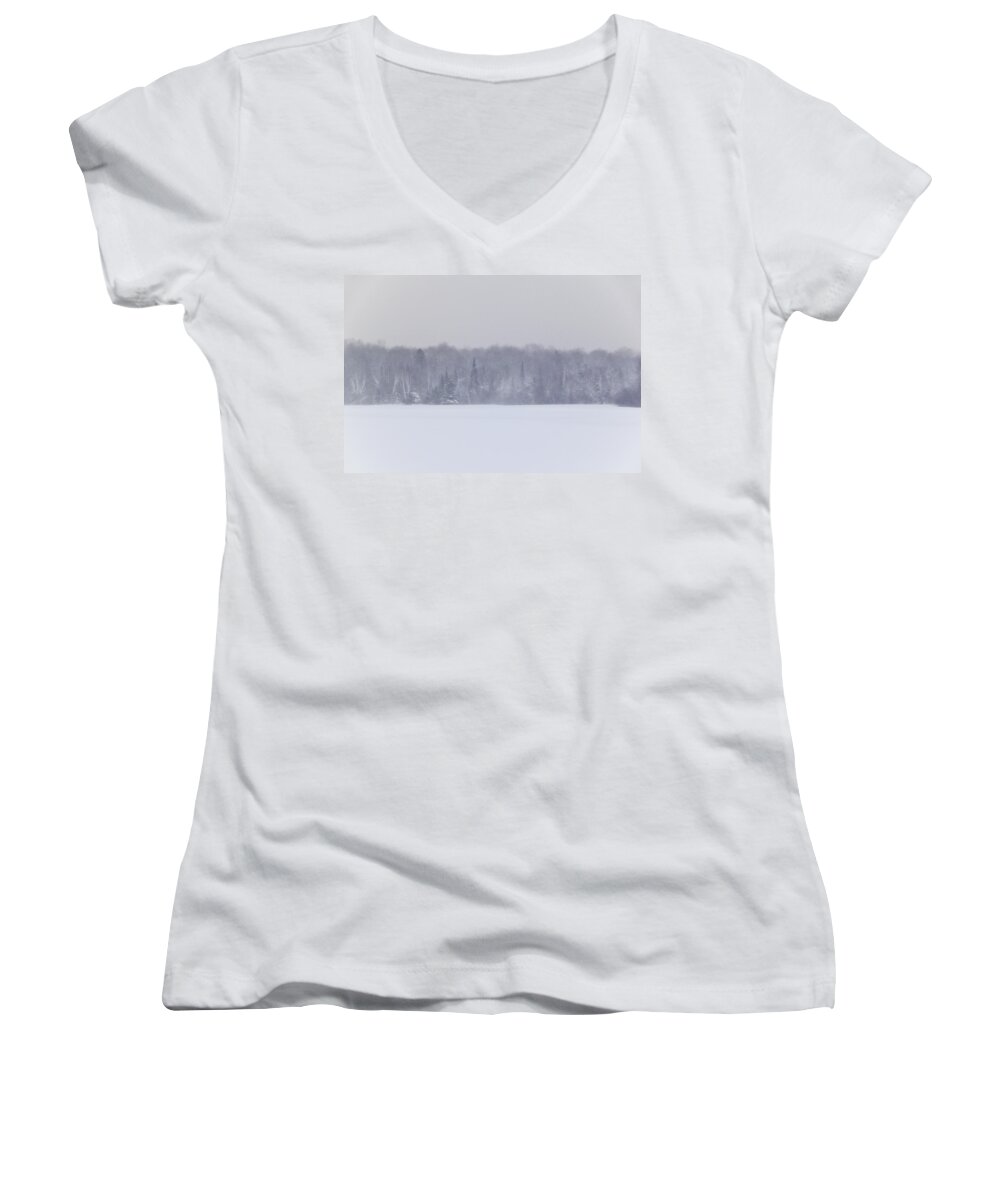 Snow Women's V-Neck featuring the photograph Snow Globe by Kellie Prowse