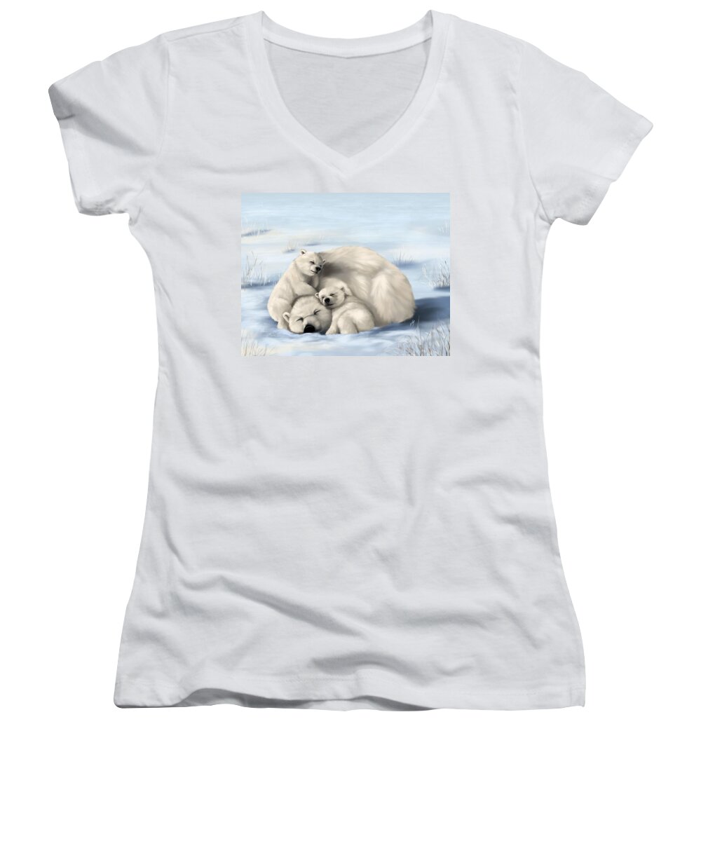 Bear Women's V-Neck featuring the painting So much love by Veronica Minozzi