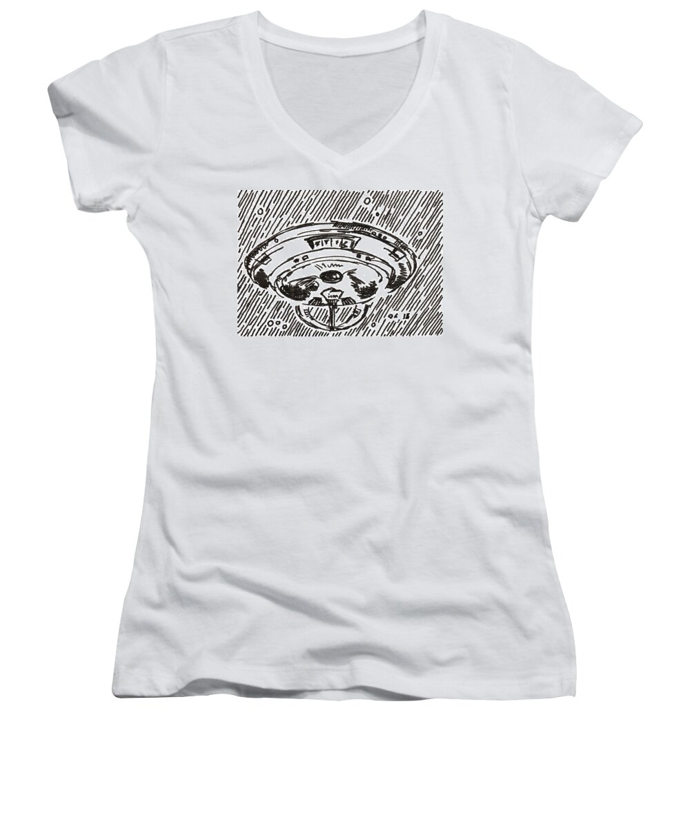 Space Women's V-Neck featuring the drawing Space 2 2015 - ACEO by Joseph A Langley