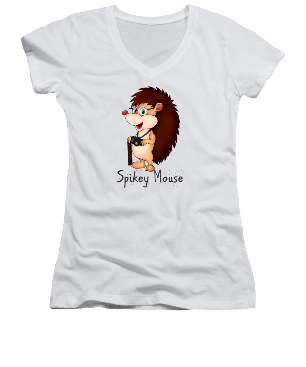 Spikey Mouse Women's V-Neck featuring the photograph Spikey Mouse by Spikey Mouse Photography