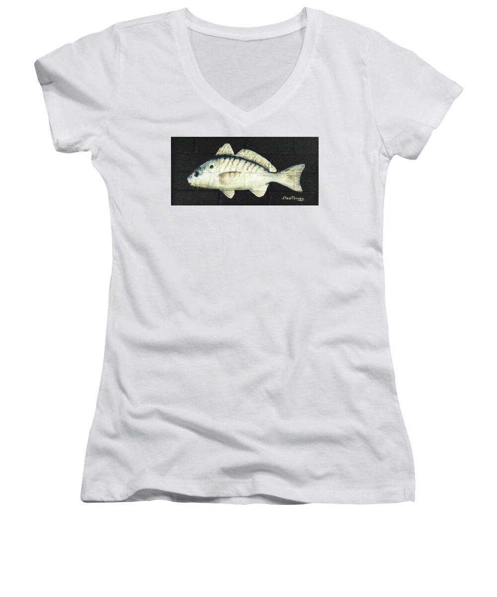Fish Women's V-Neck featuring the painting Spot by Stan Tenney