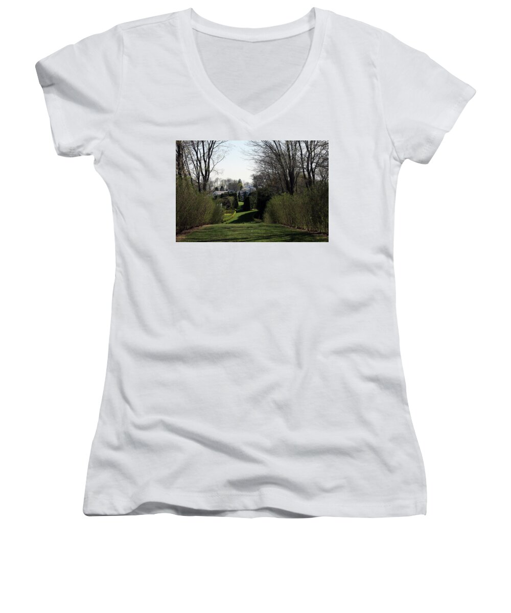 Spring Women's V-Neck featuring the photograph Spring at Ladew Topiary Gardens by Vadim Levin