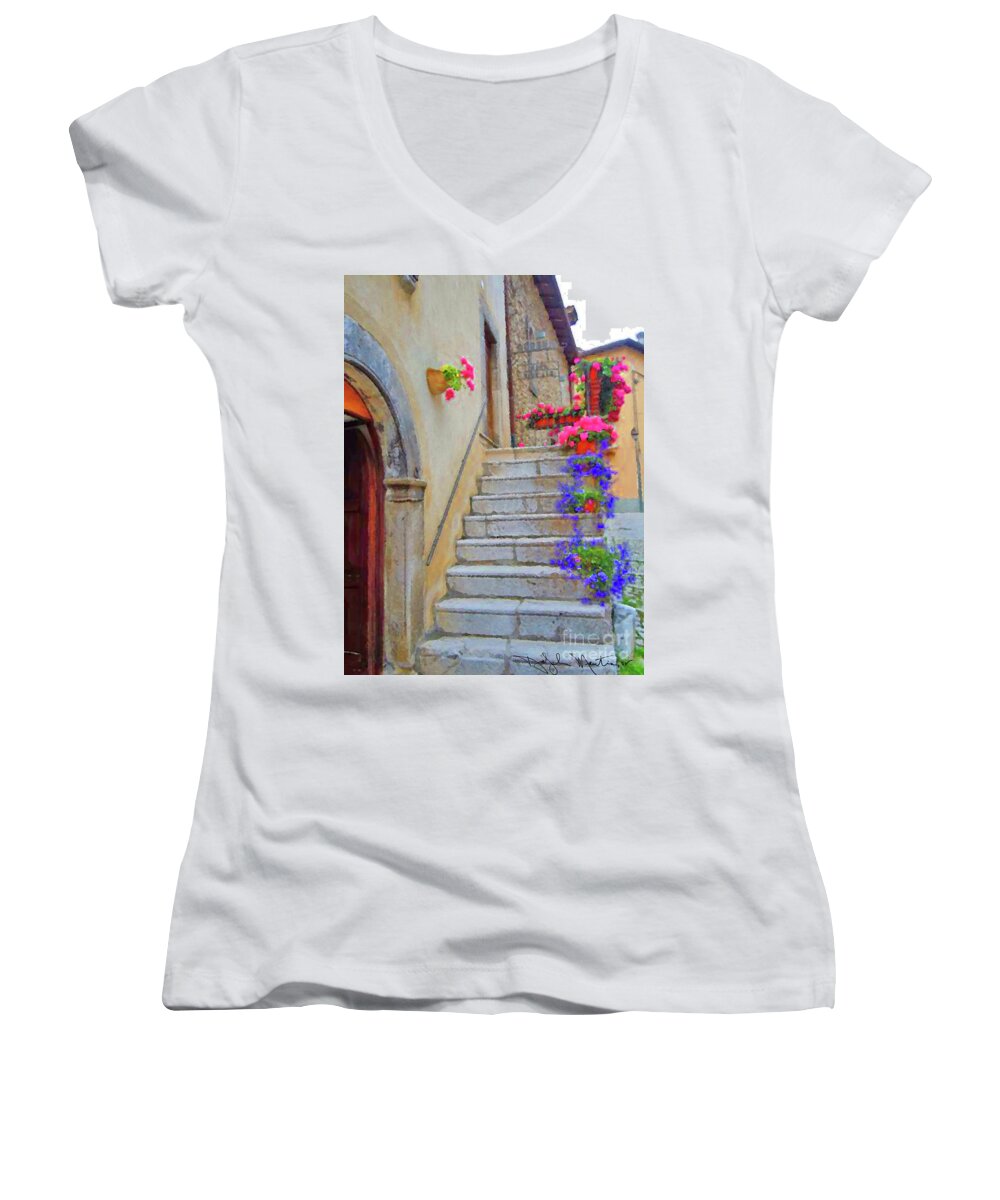  Women's V-Neck featuring the photograph Springtime in Italy by Art Mantia