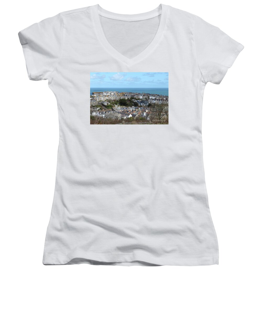 St Ives Women's V-Neck featuring the photograph St Ives, Cornwall, UK by Nicholas Burningham