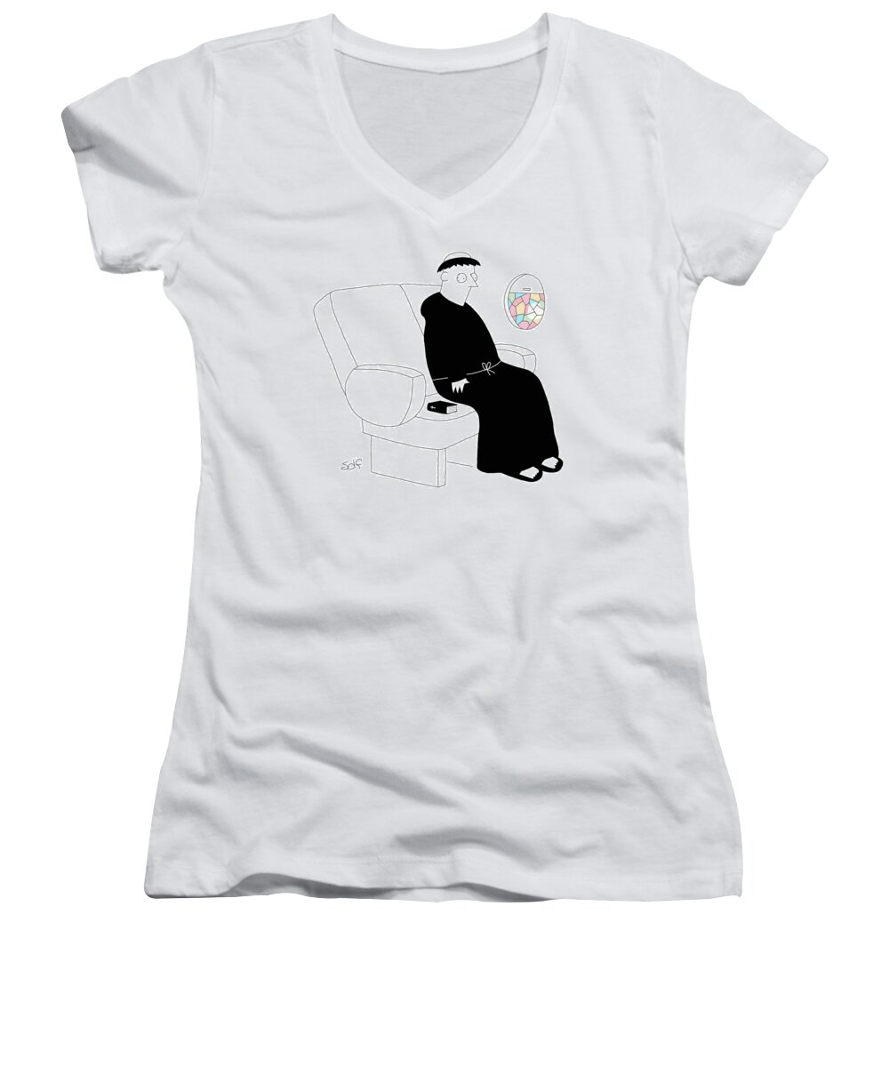 Airplane Women's V-Neck featuring the drawing Stained Glass by Seth Fleishman