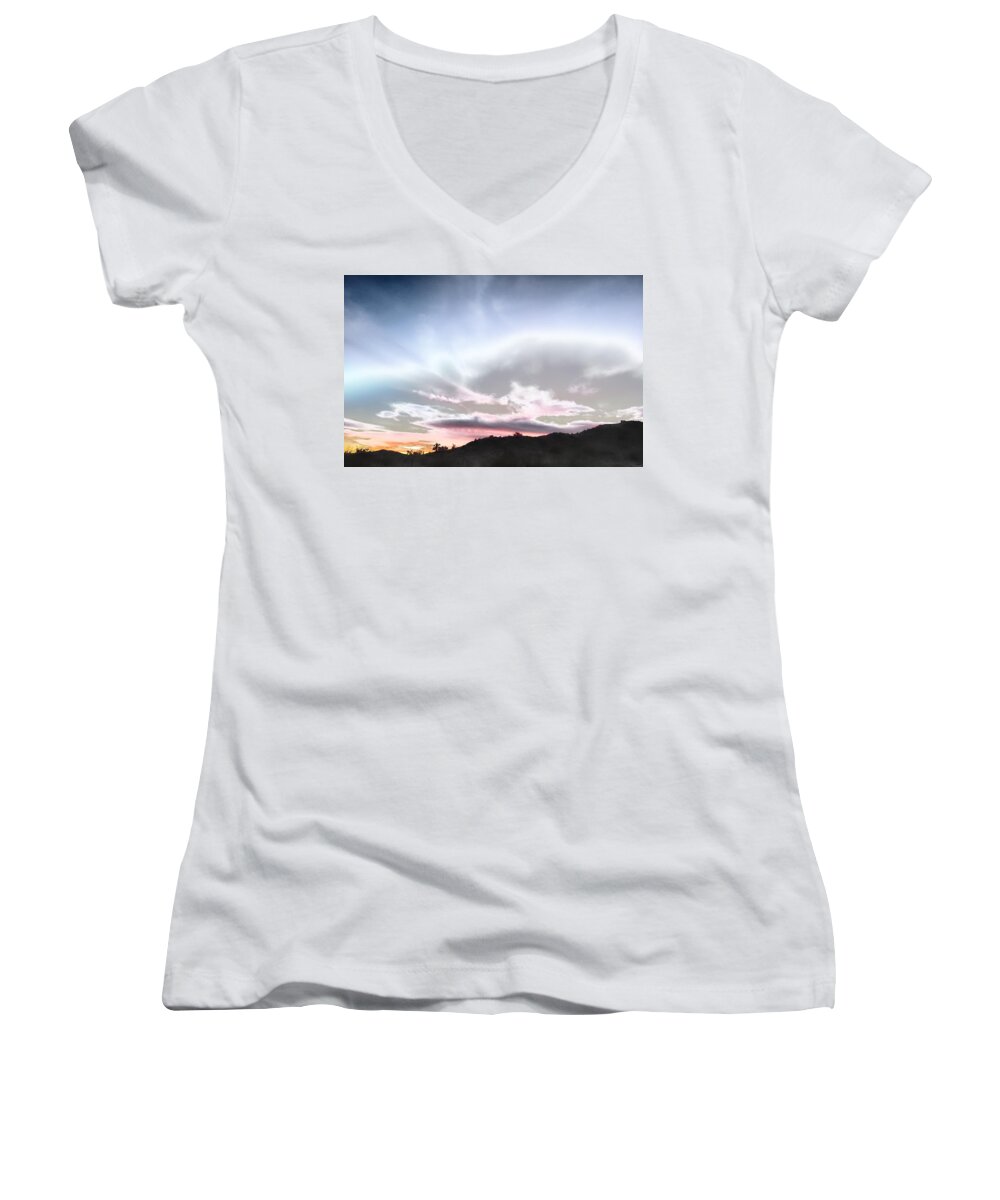 Desert Landscape Women's V-Neck featuring the photograph Submarine in the Sky by Judy Kennedy