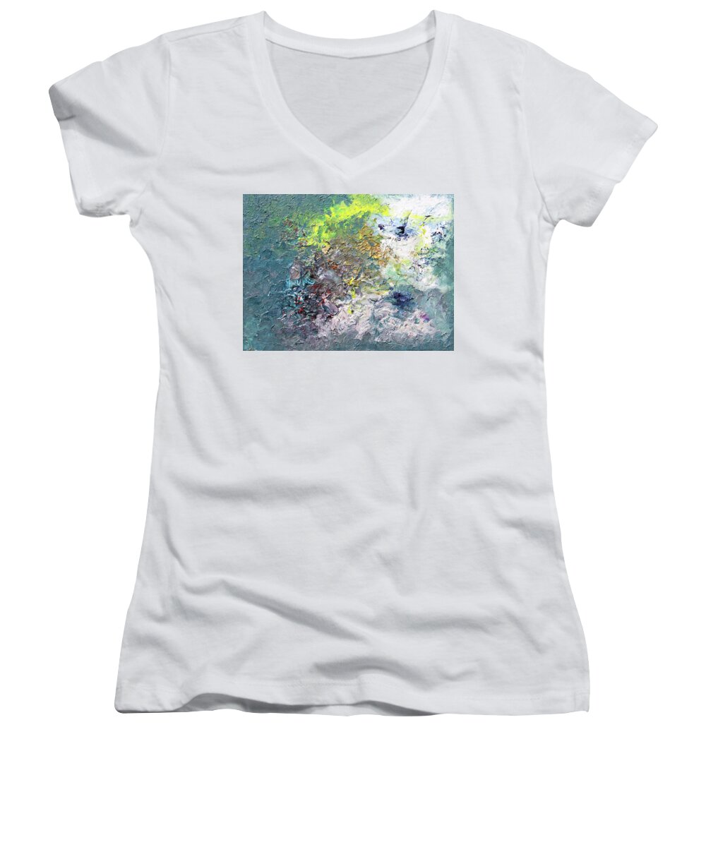 Fusionart Women's V-Neck featuring the painting Summit by Ralph White
