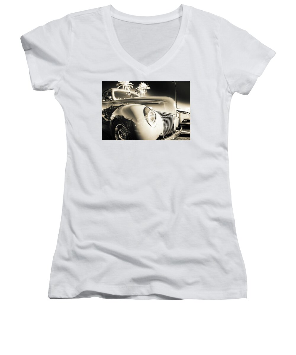 Cars Women's V-Neck featuring the photograph Sweet Sepia by Mark David Gerson