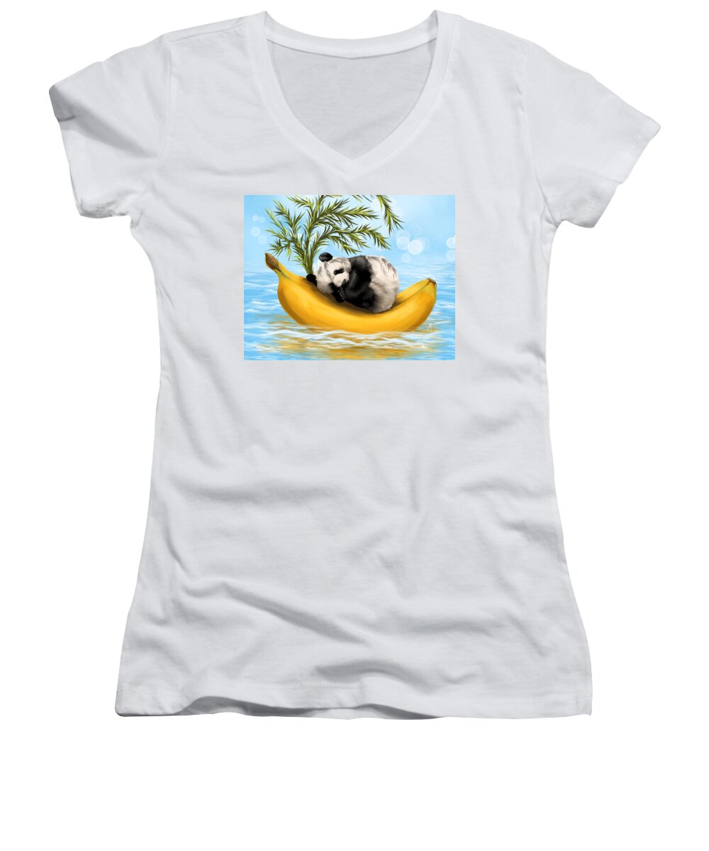Sweetly Cradled Women's V-Neck featuring the painting Sweetly cradled by Veronica Minozzi