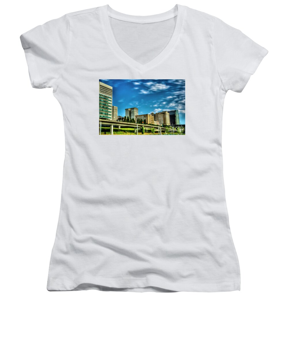 Cityscapes Women's V-Neck featuring the photograph Tacoma,Washington.hdr by Sal Ahmed
