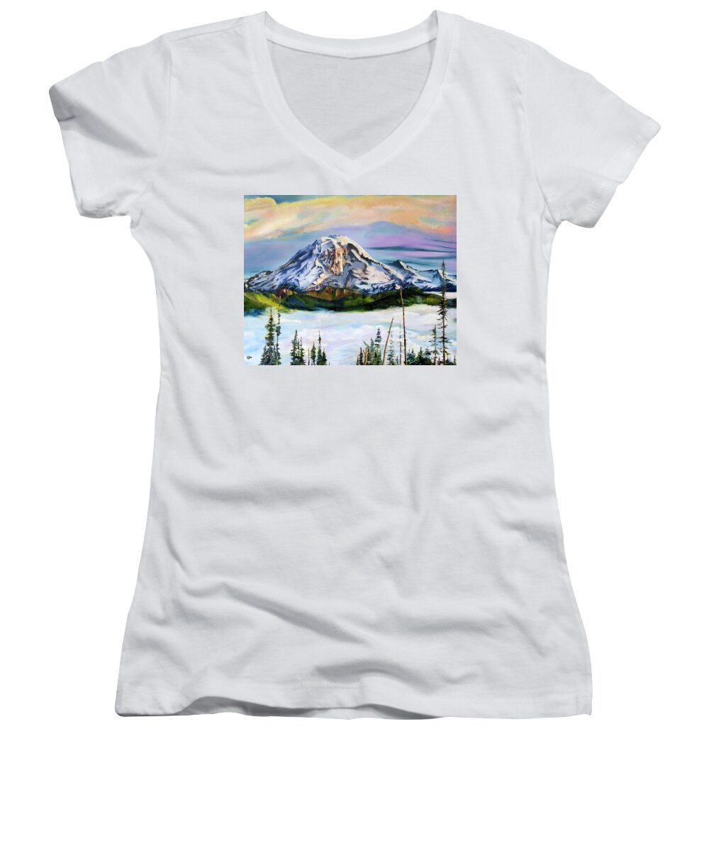 Landscape Women's V-Neck featuring the painting The Big Fella by Terry R MacDonald