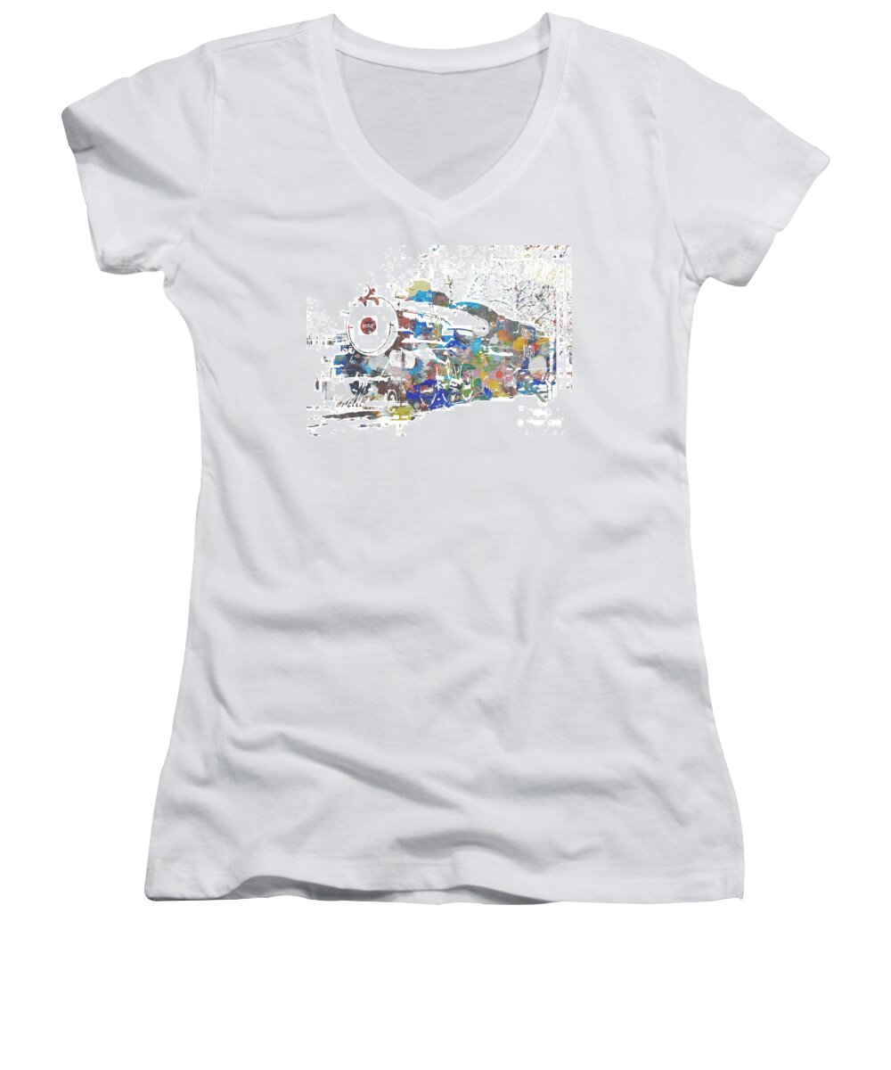 1000 Views Women's V-Neck featuring the photograph The Big Train by Jenny Revitz Soper