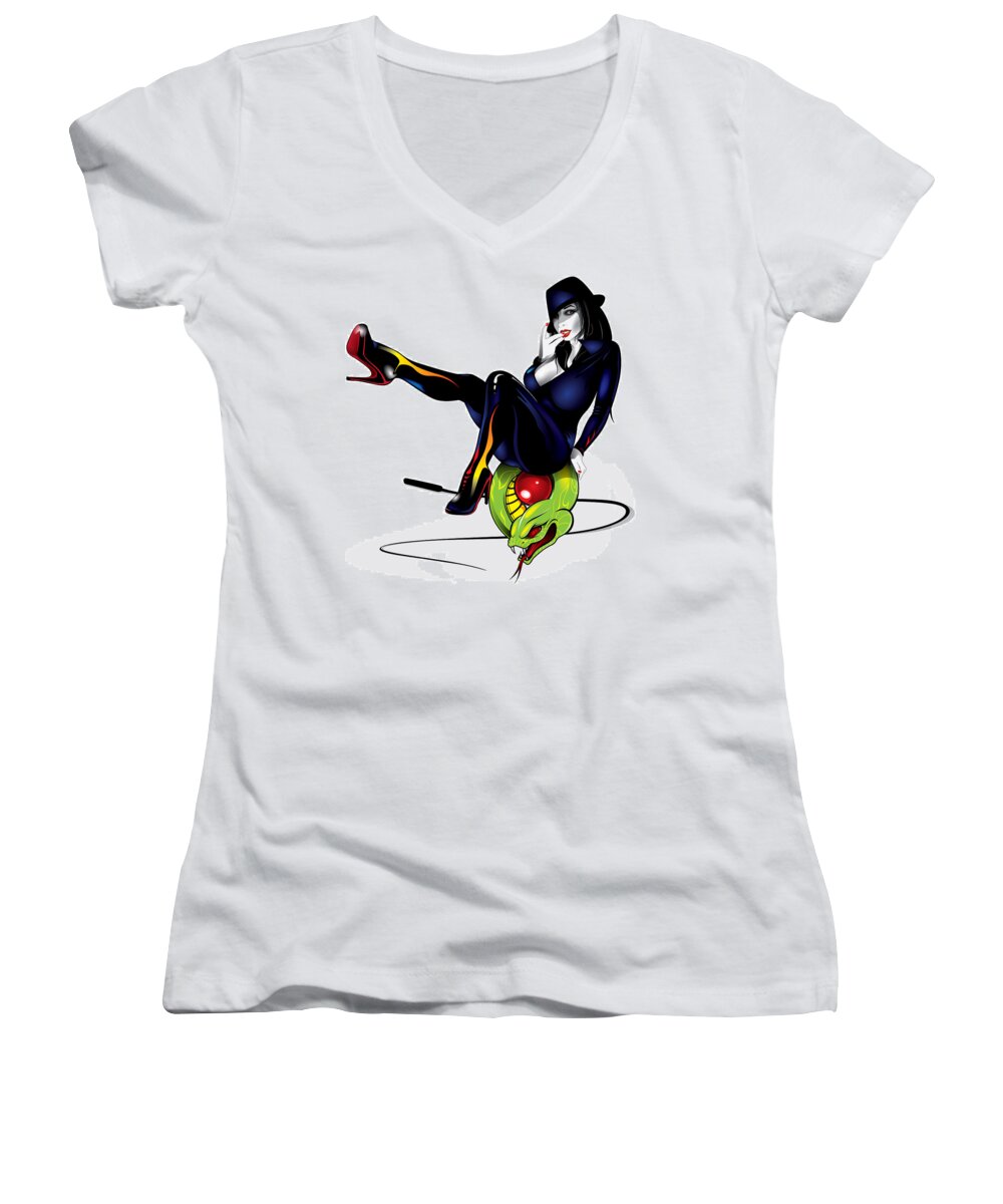 Flames Women's V-Neck featuring the digital art The Business Suit by Brian Gibbs