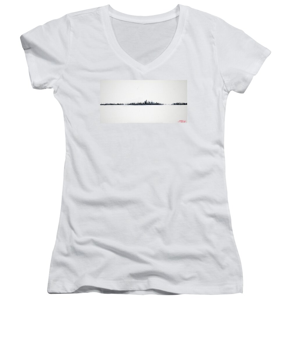 Painting Women's V-Neck featuring the painting The City New York by Jack Diamond