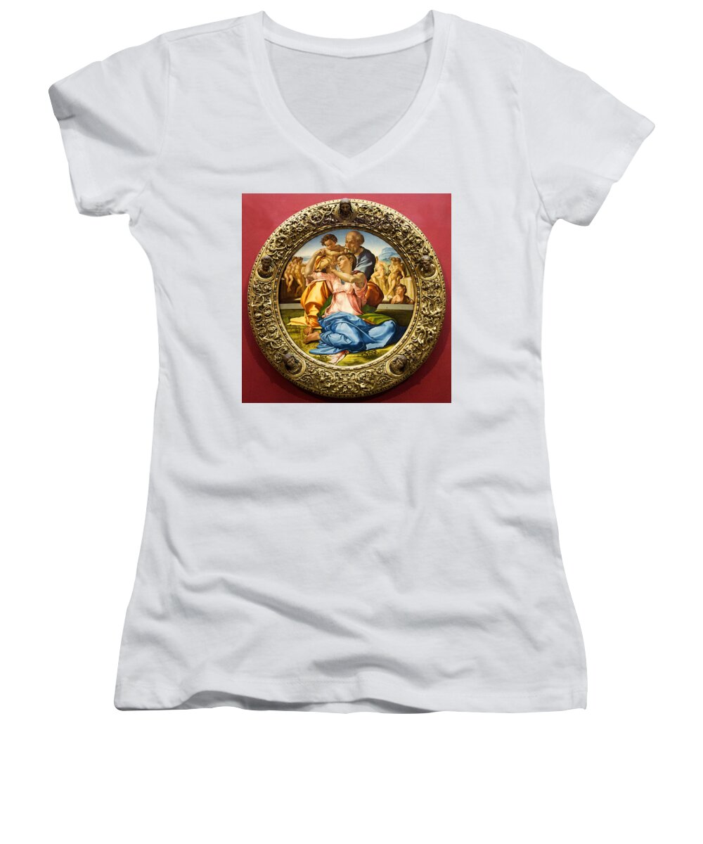 Holy Women's V-Neck featuring the photograph The Holy Family - Doni Tondo - Michelangelo by Weston Westmoreland