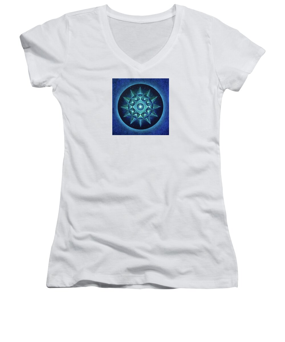 Mandala Women's V-Neck featuring the painting The Inner Light by Erik Grind