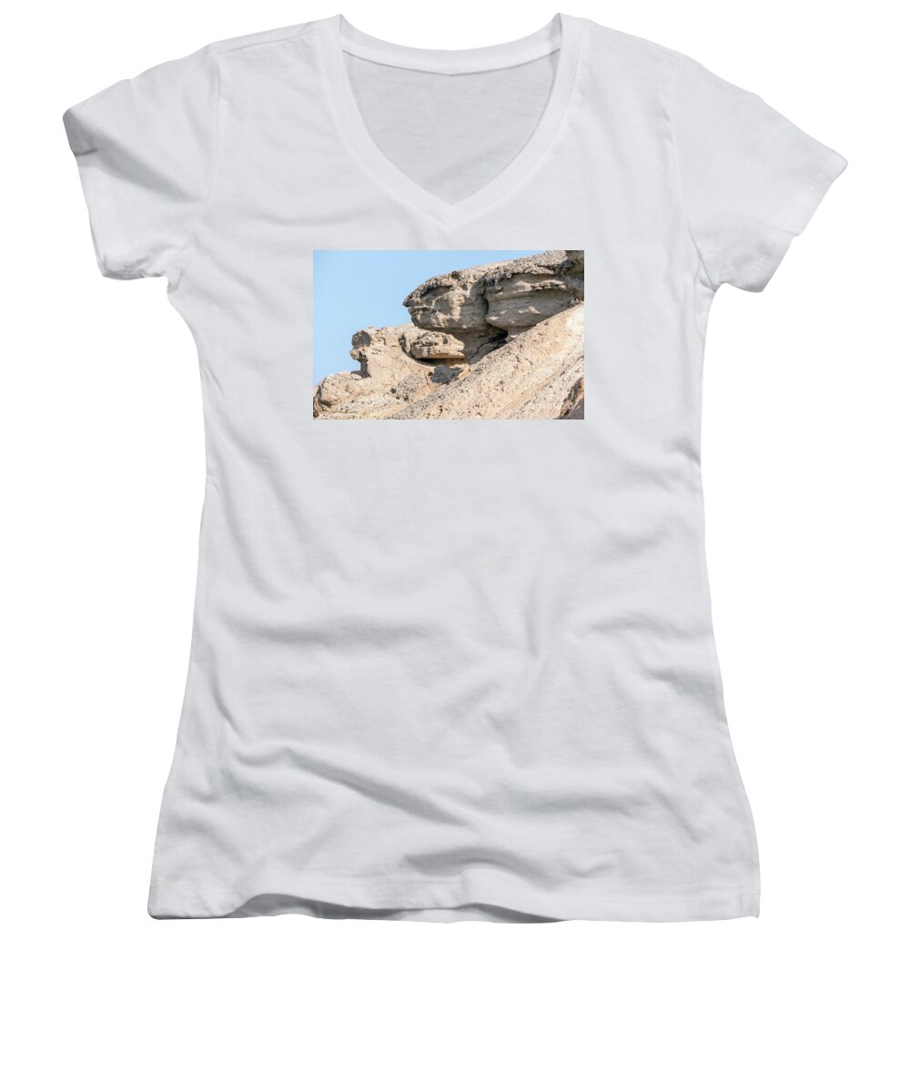 Rock Women's V-Neck featuring the photograph The old gatekeeper 02 by Arik Baltinester