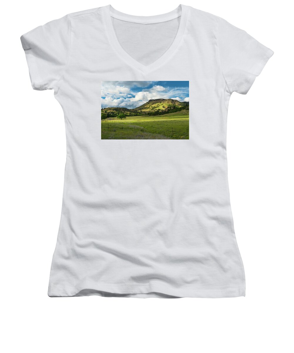 Hills Women's V-Neck featuring the photograph The Reason by Dan McGeorge