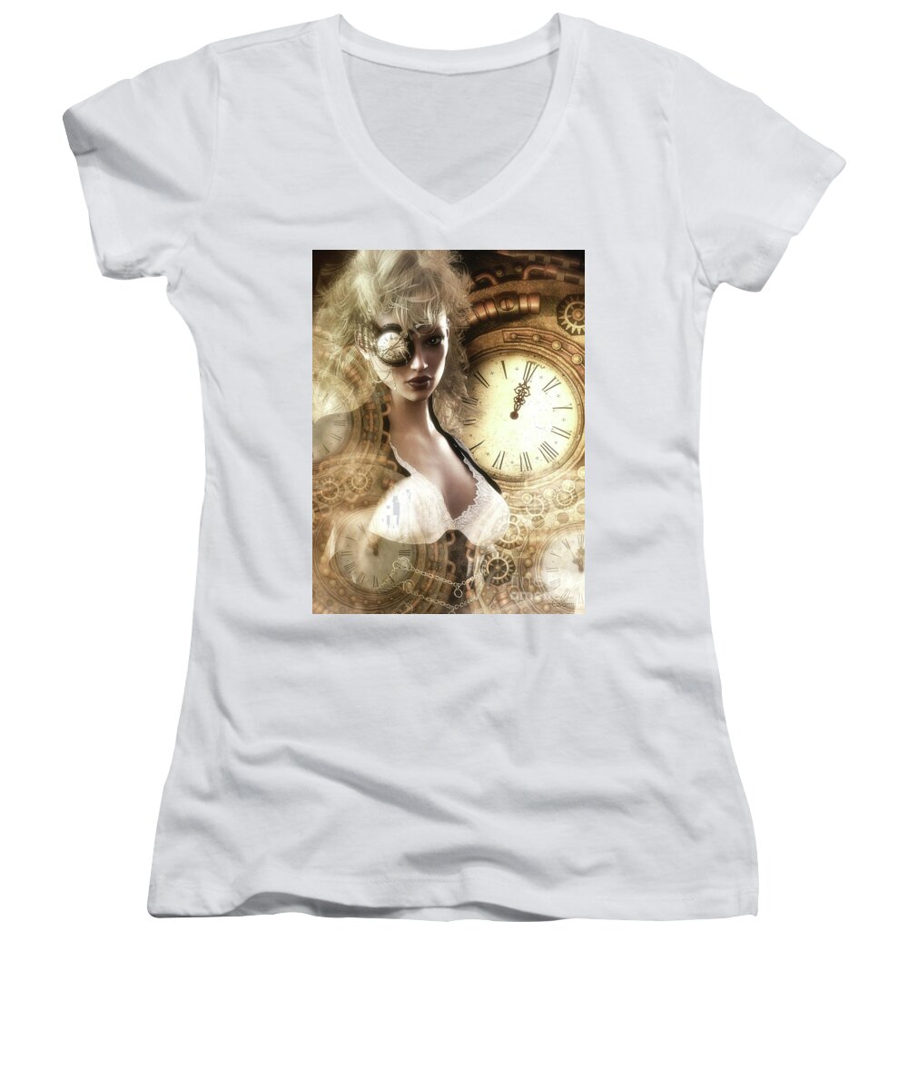 The Time Has Come Women's V-Neck featuring the mixed media The Time has Come by Shanina Conway