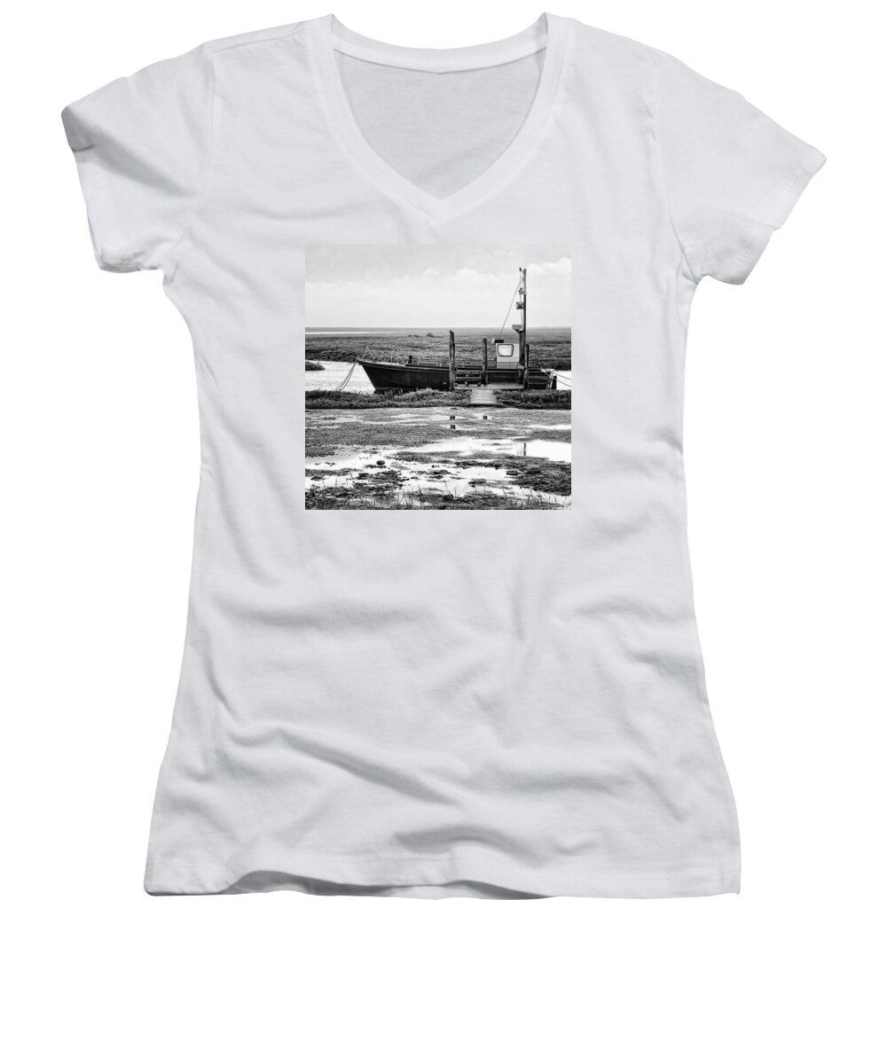 Amazing Women's V-Neck featuring the photograph Thornham Harbour, North Norfolk by John Edwards