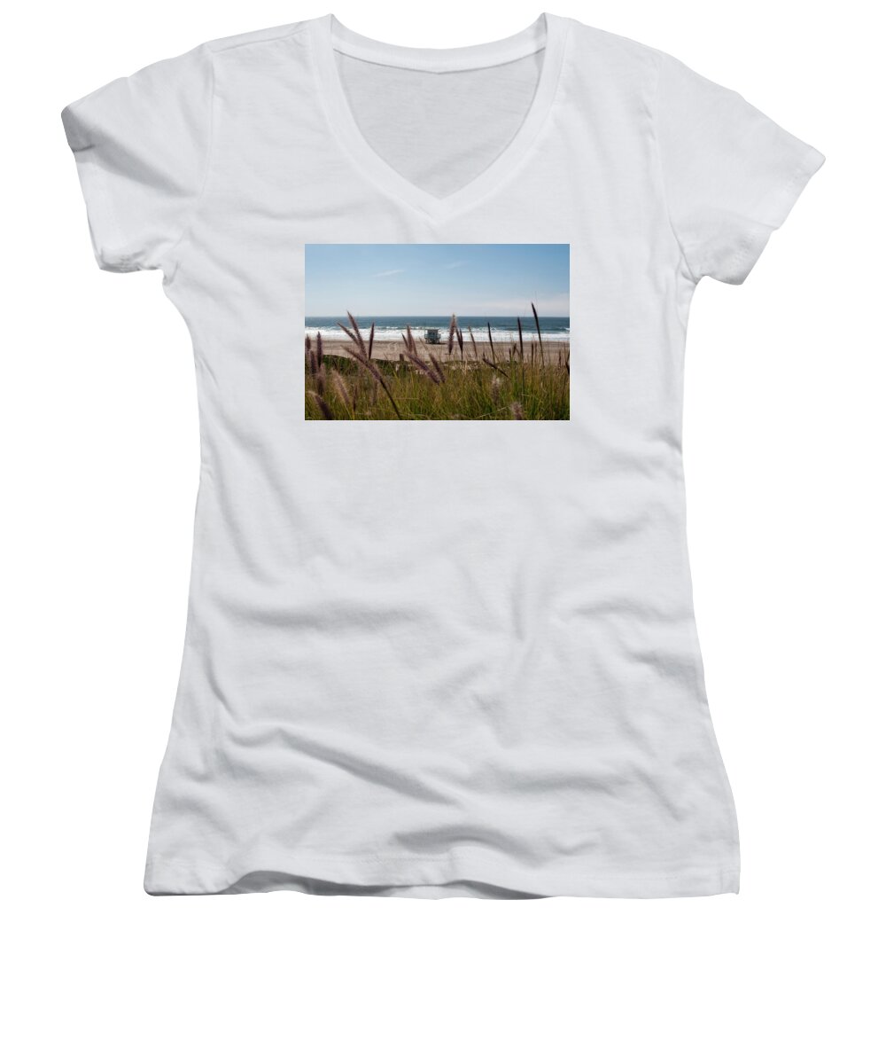 The Strand Women's V-Neck featuring the photograph Through the Reeds by Lorraine Devon Wilke