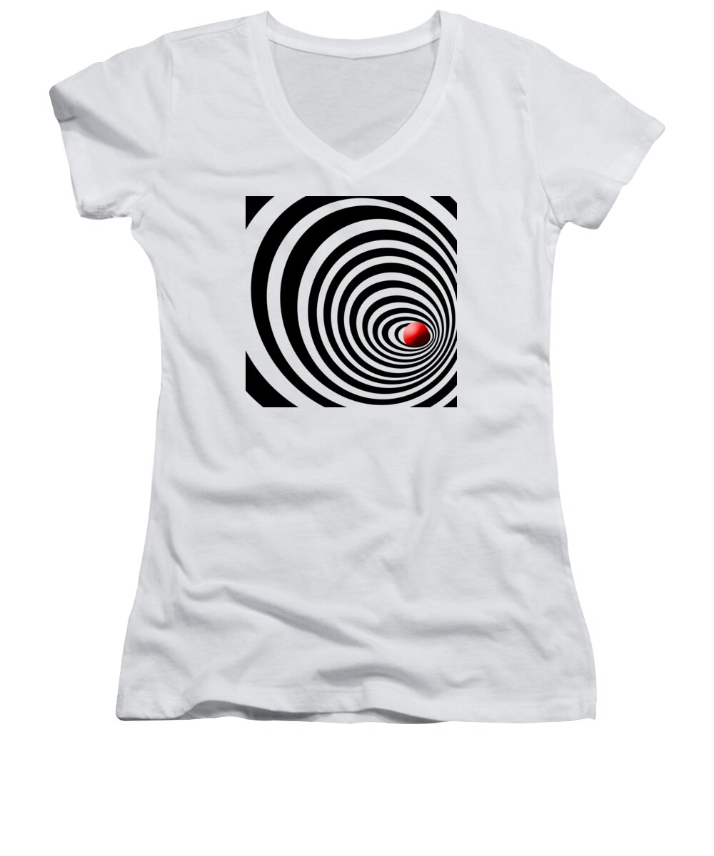 Time Tunnel Op Art Women's V-Neck featuring the painting Time Tunnel Op Art by Two Hivelys