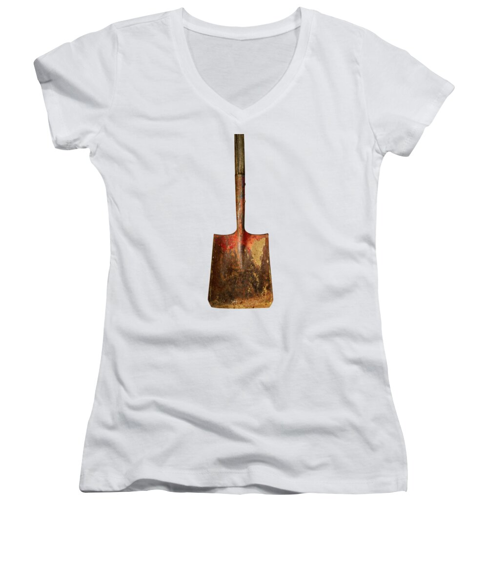 Antique Women's V-Neck featuring the photograph Tools On Wood 2 on BW by YoPedro