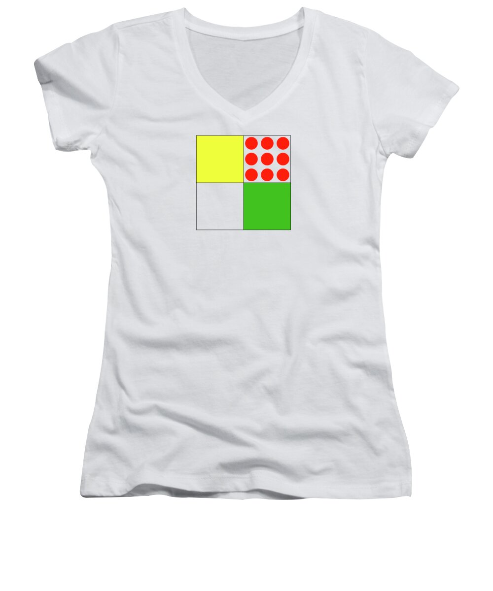 Yellow Women's V-Neck featuring the digital art Tour de France Jerseys 1 White by Brian Carson