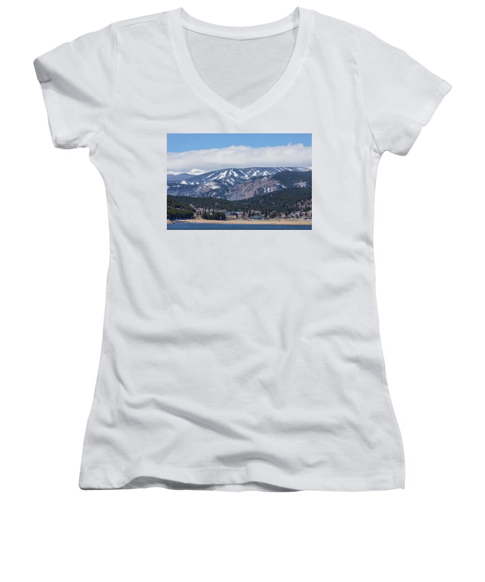 Ski Women's V-Neck featuring the photograph Town Of Nederland Colorado And Eldora Ski Slopes by James BO Insogna