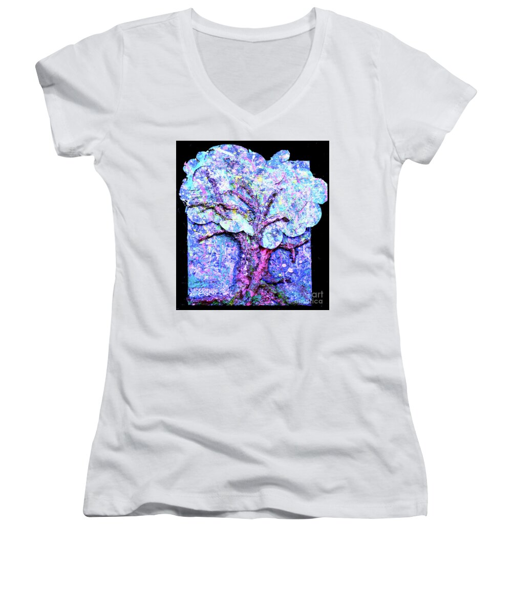 Tree Women's V-Neck featuring the painting Tree Menagerie by Genevieve Esson
