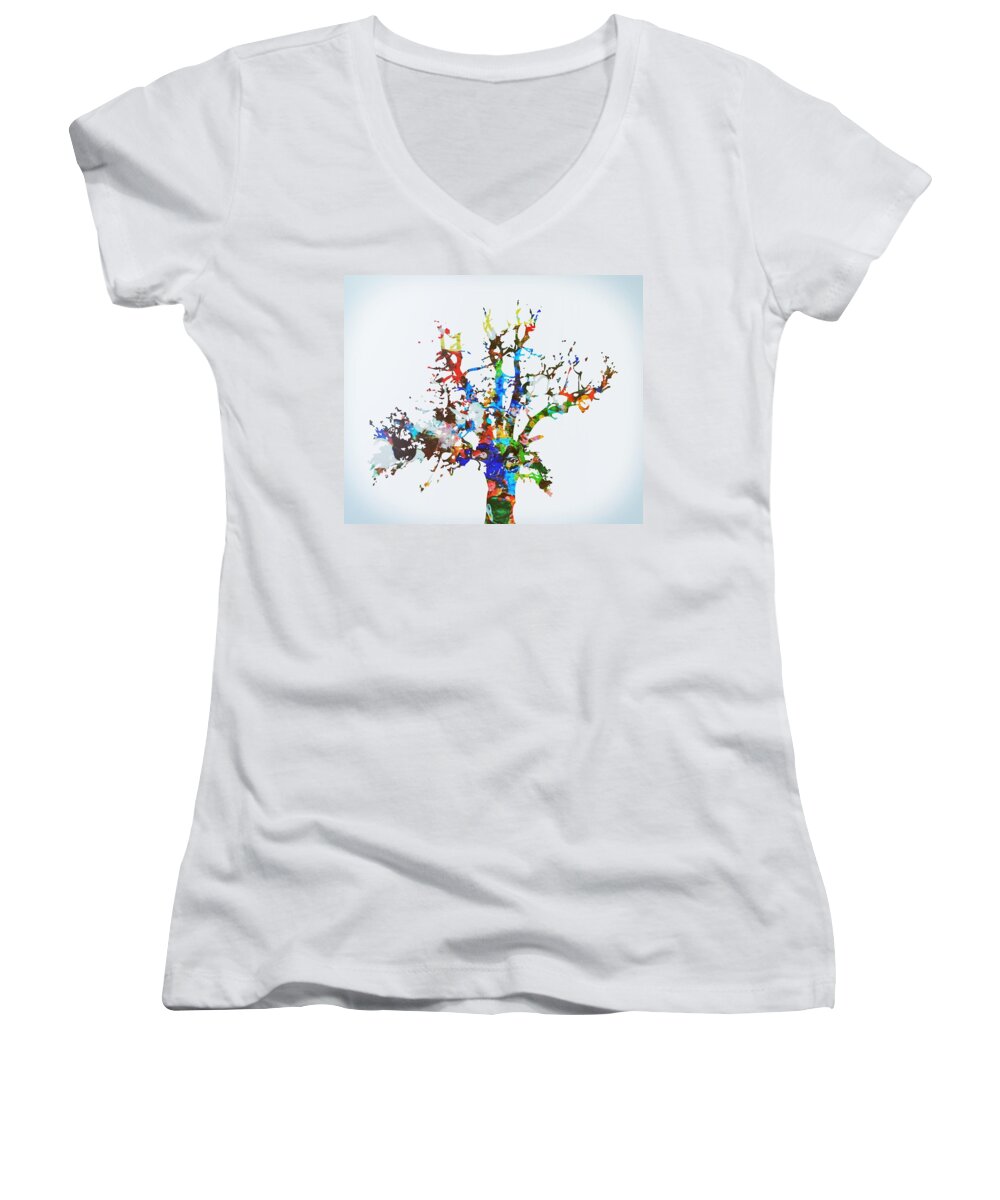 tree Of Life Women's V-Neck featuring the painting Tree of Life by Mark Taylor