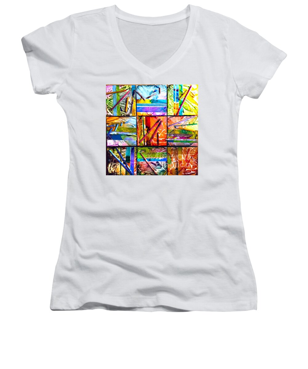 Tropics Women's V-Neck featuring the painting Tropical Stix by Alene Sirott-Cope