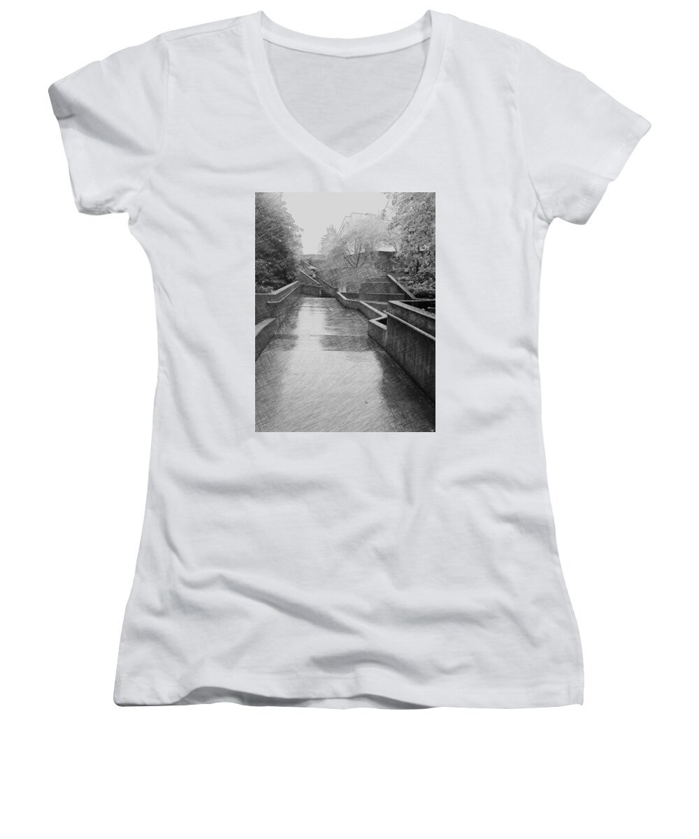 Landscape. Stairs Women's V-Neck featuring the photograph Upward Path by Eddie G