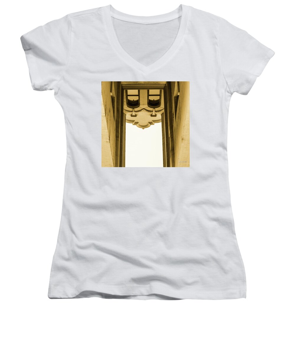 Abstracts Women's V-Neck featuring the photograph Urban Portals - Architectural Abstracts by Steven Milner