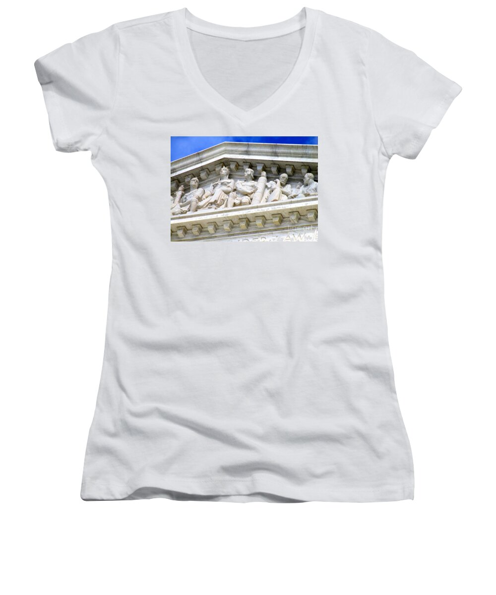 Washington Women's V-Neck featuring the photograph US Supreme Court 4 by Randall Weidner