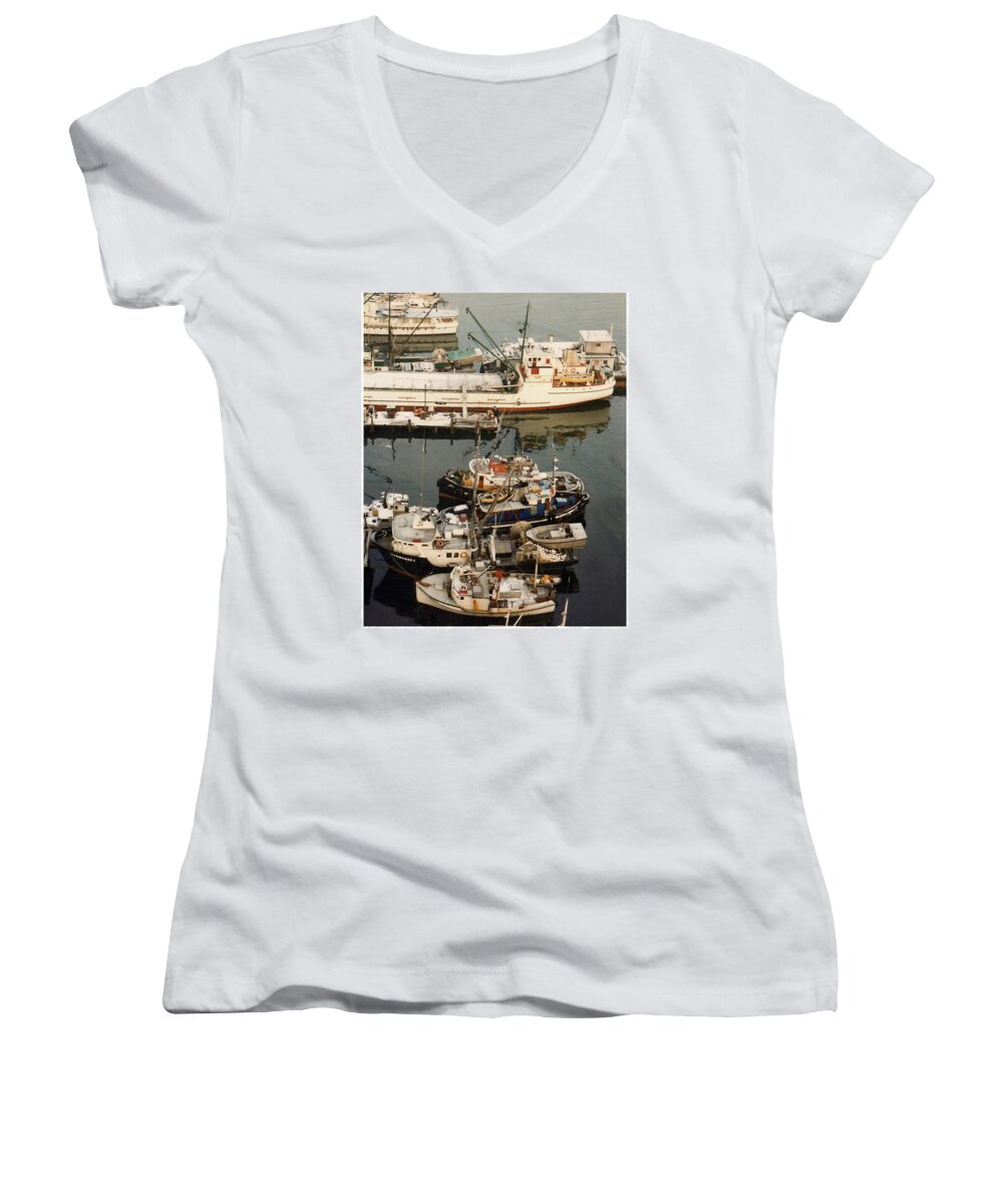 Fishing Boats Women's V-Neck featuring the photograph Vancouver Harbor fishin fleet by Jack Pumphrey