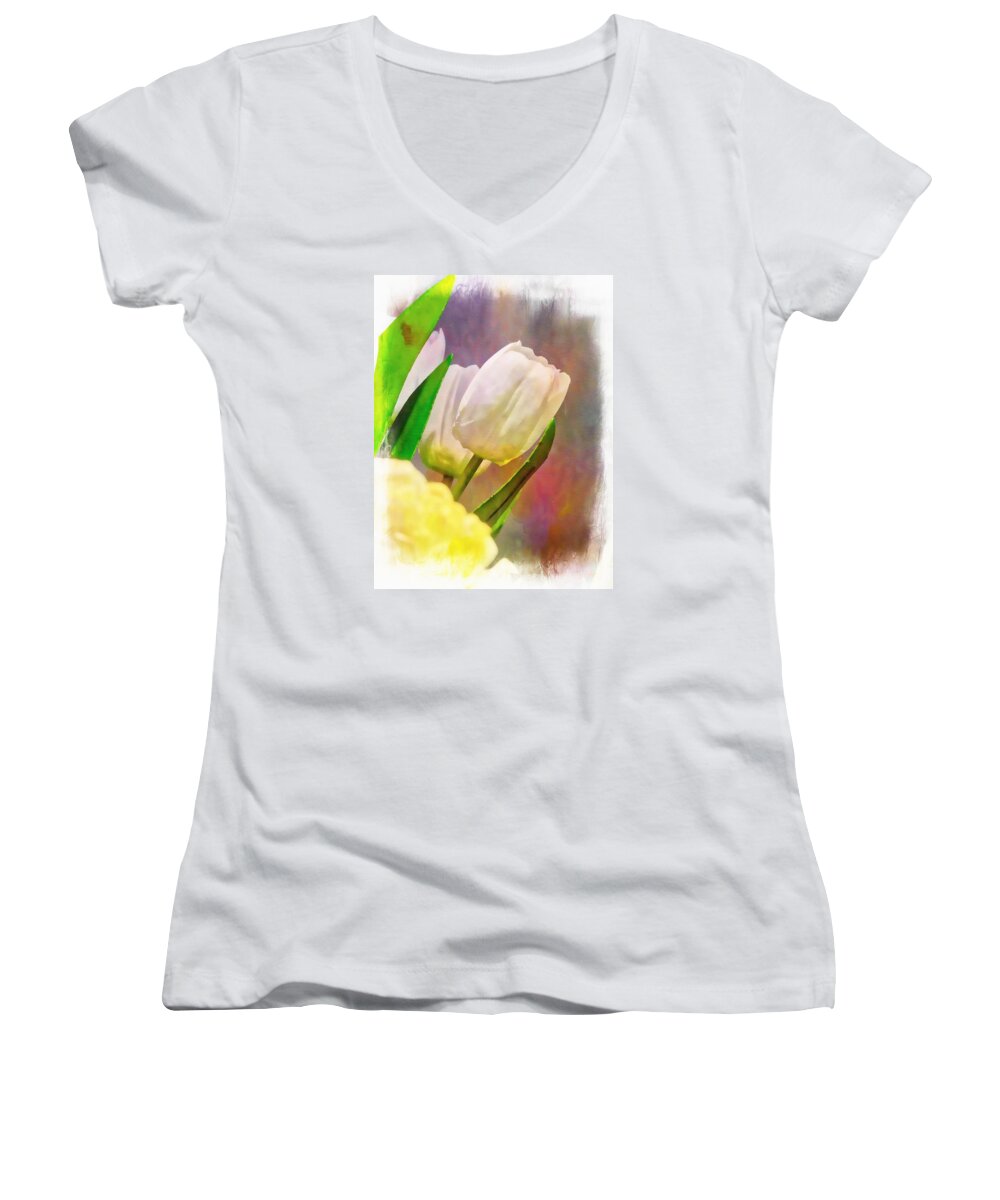 Flowers Women's V-Neck featuring the photograph Vegas Tulip by Ches Black