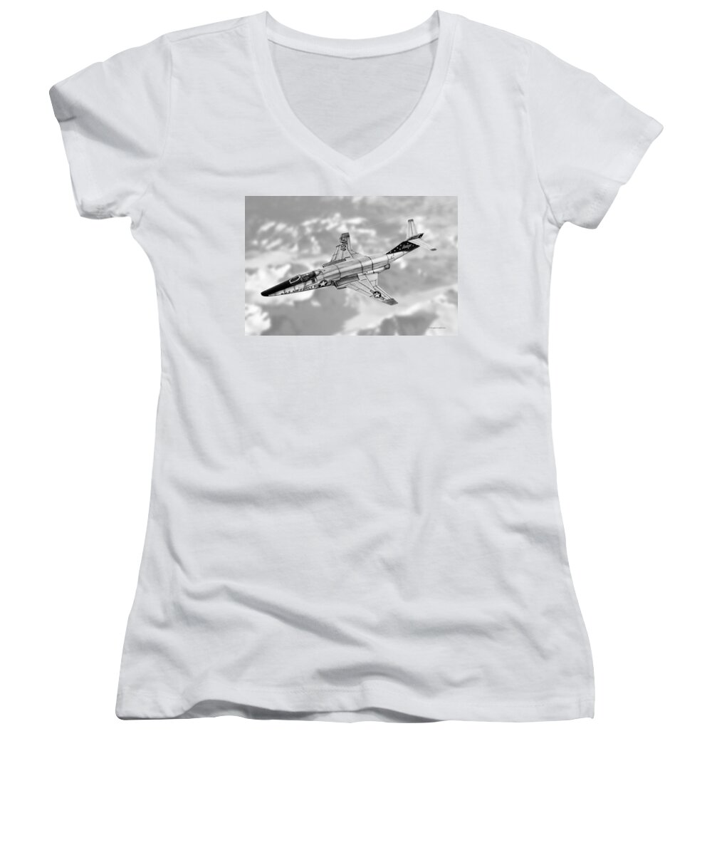 Military Women's V-Neck featuring the drawing Voodoo by Douglas Castleman