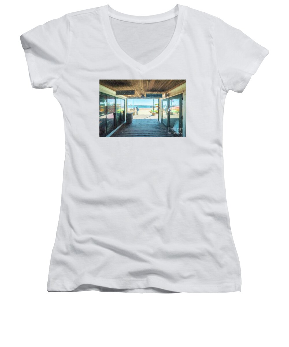 Provincetown Women's V-Neck featuring the photograph Whaler's Wharf by Michael James