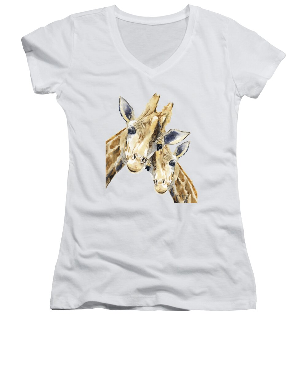 What Are You Doing Women's V-Neck featuring the painting What are you doing? by Melly Terpening