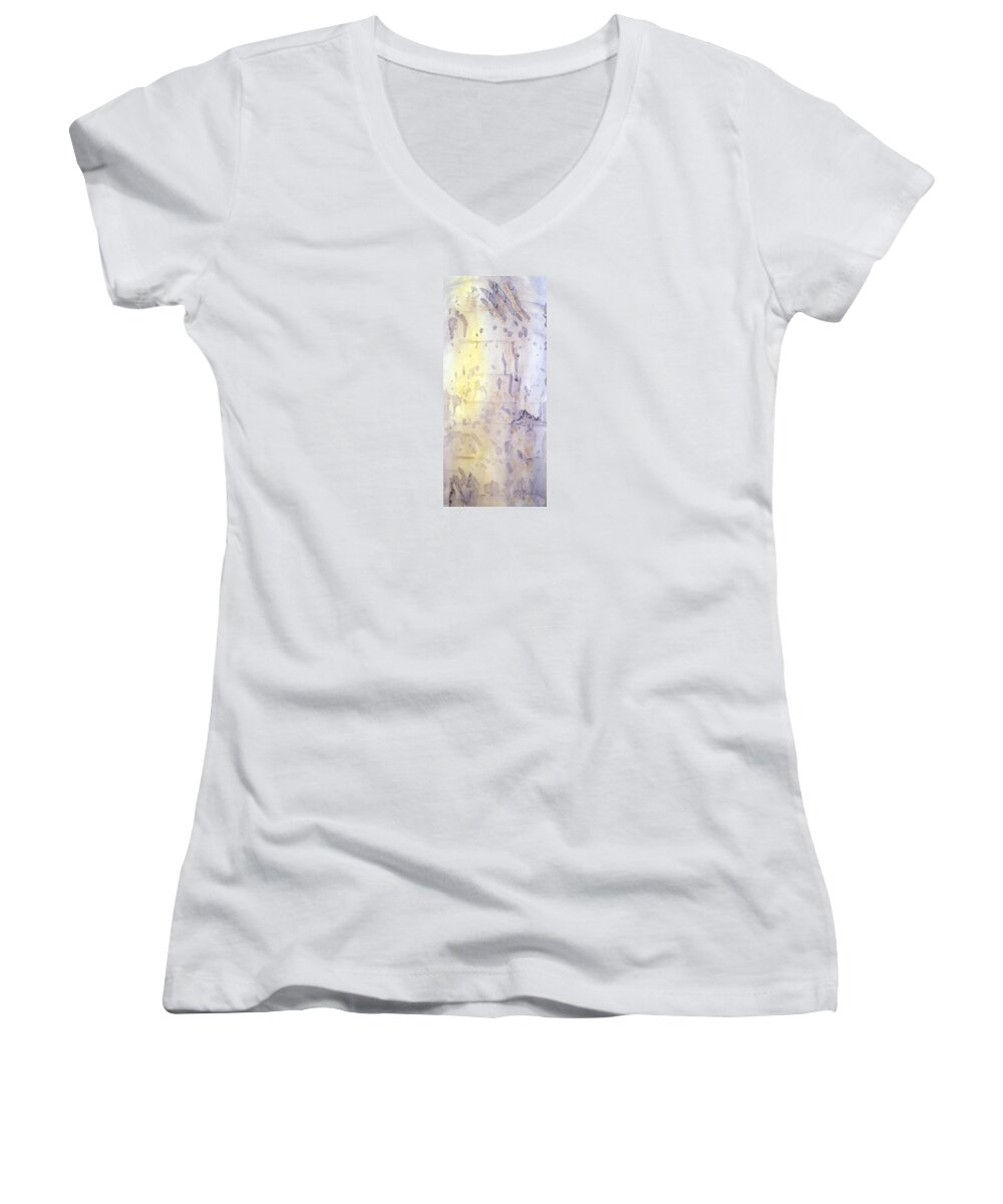 Tree Women's V-Neck featuring the painting Wilderness Calligraphy - Aspen Tree by Marsha Karle