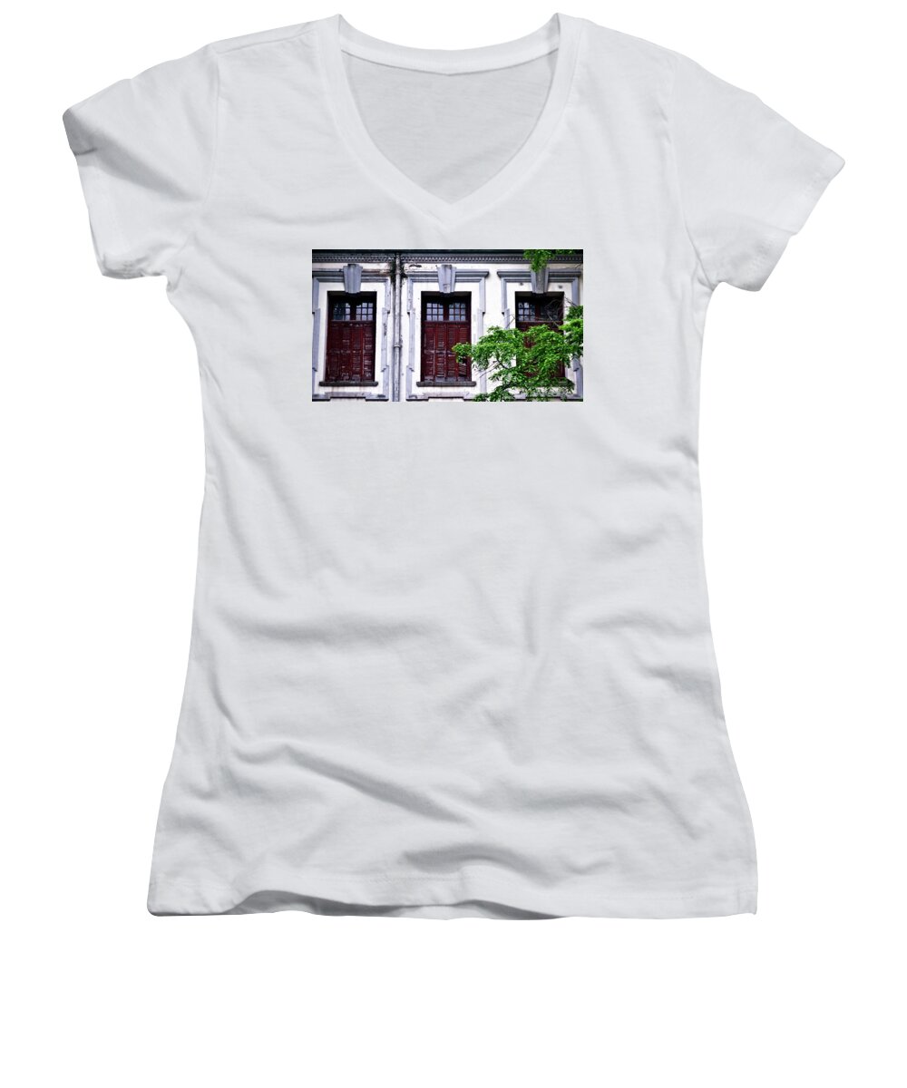 Windows Women's V-Neck featuring the photograph Windows by George Taylor