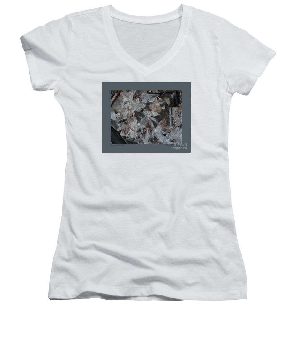 Abstract Women's V-Neck featuring the photograph Winter Leaf Abstract-I by Patricia Overmoyer