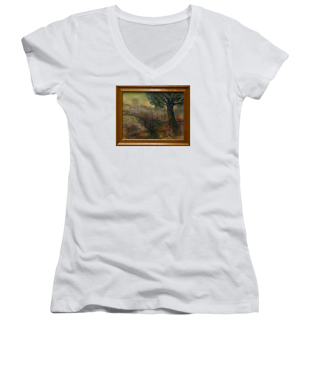 Trees Women's V-Neck featuring the painting Wonderland by Kathy Knopp