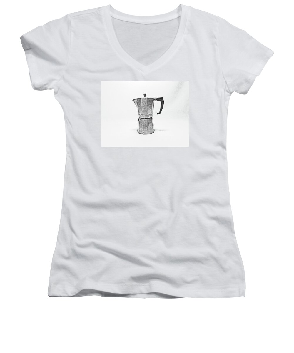Coffee Women's V-Neck featuring the photograph 08/05/19 Cafetiere by Lachlan Main