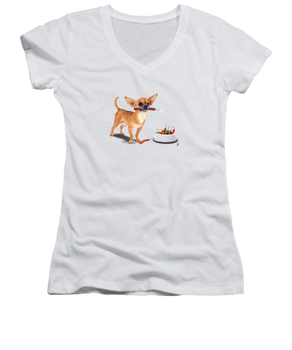 Illustration Women's V-Neck featuring the digital art Spicy #2 by Rob Snow