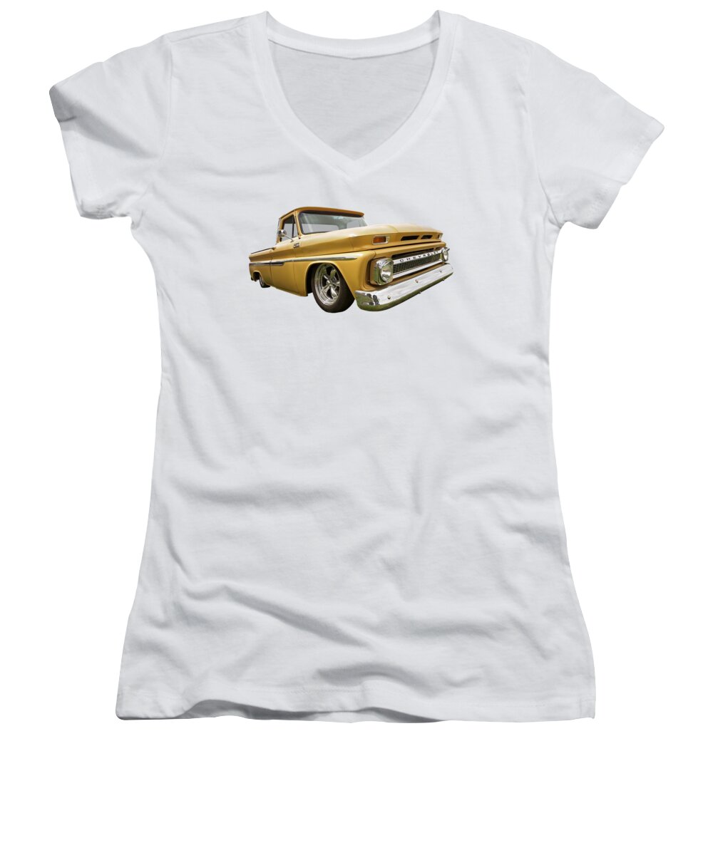 Chevrolet Truck Women's V-Neck featuring the photograph 1965 Chevy C10 Truck by Gill Billington