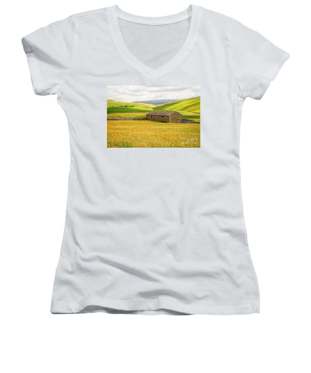 Yorkshire Dales Women's V-Neck featuring the photograph Yorkshire Dales Landscape #2 by Martyn Arnold