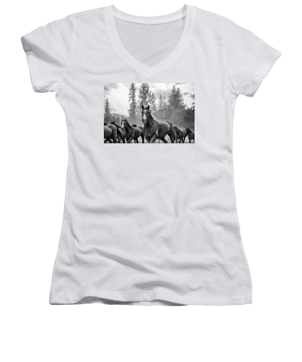 Horses Women's V-Neck featuring the photograph Untitled #3 by Ryan Courson