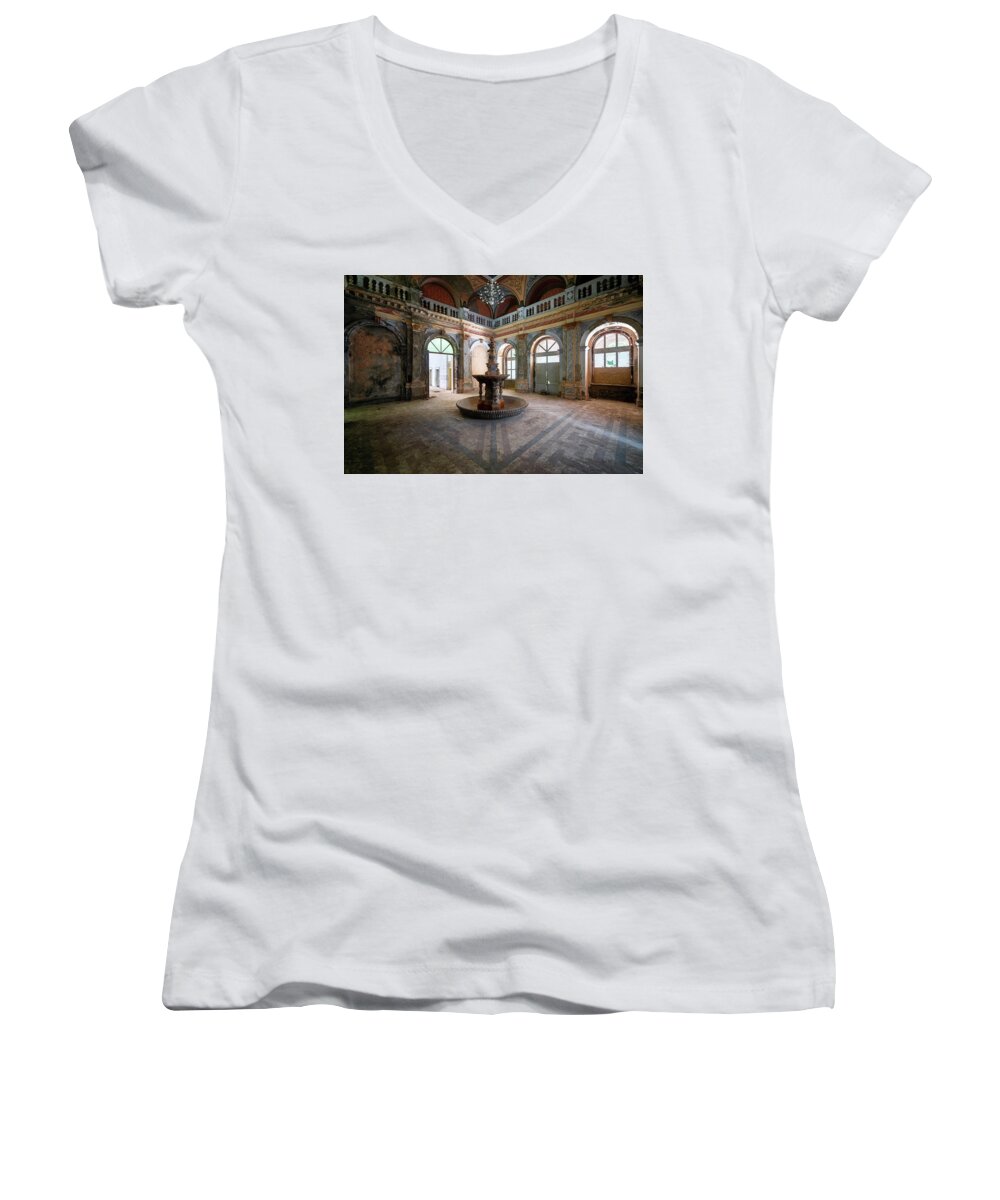 Urban Women's V-Neck featuring the photograph Abandoned Fountain in Decay by Roman Robroek